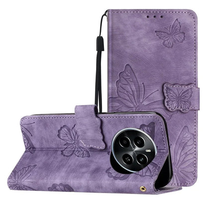 For Realme Narzo 70 5G / Narzo 70 Pro 5G / P1 5G / 12 4G / 12+ 5G Case Butterfly Design Flip Wallet Leather Phone Cover Skin-Touch