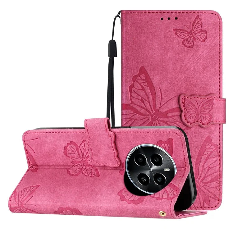 For Realme Narzo 70 5G / Narzo 70 Pro 5G / P1 5G / 12 4G / 12+ 5G Case Butterfly Design Flip Wallet Leather Phone Cover Skin-Touch