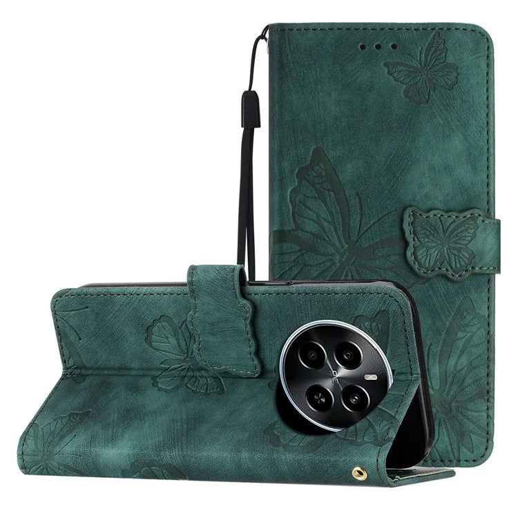 For Realme Narzo 70 5G / Narzo 70 Pro 5G / P1 5G / 12 4G / 12+ 5G Case Butterfly Design Flip Wallet Leather Phone Cover Skin-Touch