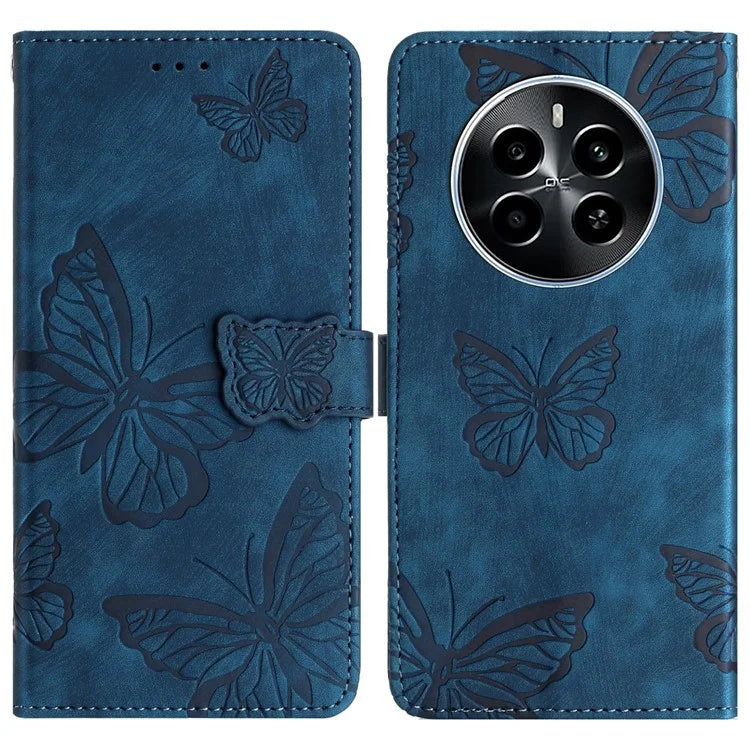 For Realme Narzo 70 5G / Narzo 70 Pro 5G / P1 5G / 12 4G / 12+ 5G Case Butterfly Design Flip Wallet Leather Phone Cover Skin-Touch