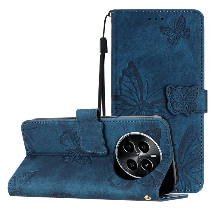 For Realme Narzo 70 5G / Narzo 70 Pro 5G / P1 5G / 12 4G / 12+ 5G Case Butterfly Design Flip Wallet Leather Phone Cover Skin-Touch