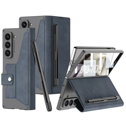 GKK For Samsung Galaxy Z Fold6 5G Kickstand Case Magnetic Closure PC+PU Phone Cover with Pencil Slot (No Screen Film)