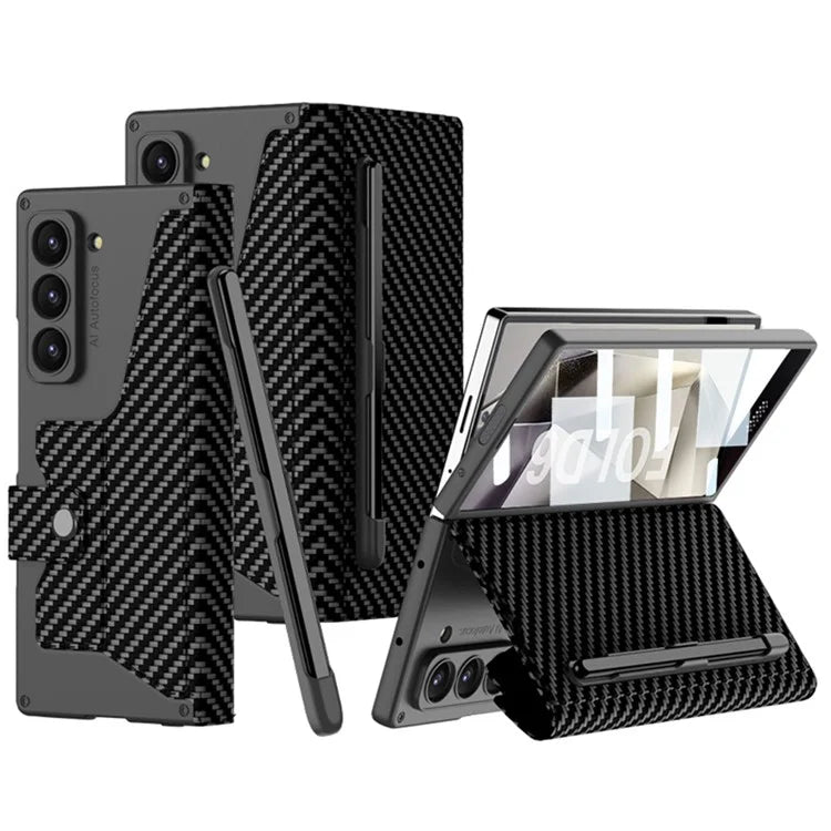 GKK For Samsung Galaxy Z Fold6 5G Kickstand Case Magnetic Closure PC+PU Phone Cover with Pencil Slot (No Screen Film)
