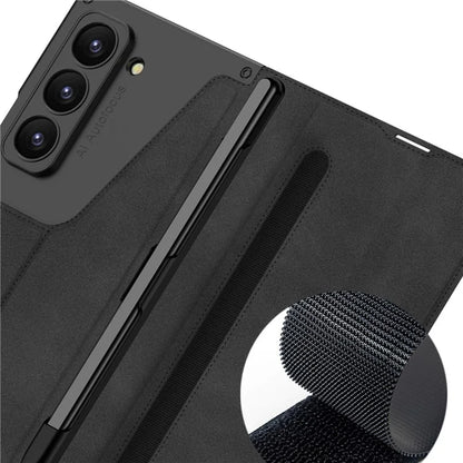 GKK For Samsung Galaxy Z Fold6 5G Kickstand Case Pencil Slot PC+PU Phone Cover with Screen Film