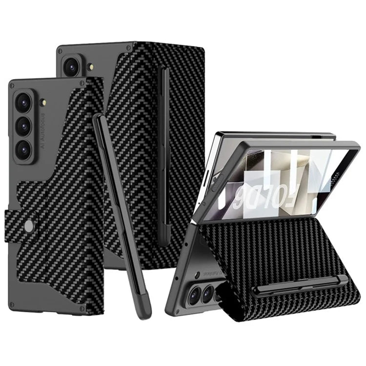 GKK For Samsung Galaxy Z Fold6 5G Kickstand Case Pencil Slot PC+PU Phone Cover with Screen Film