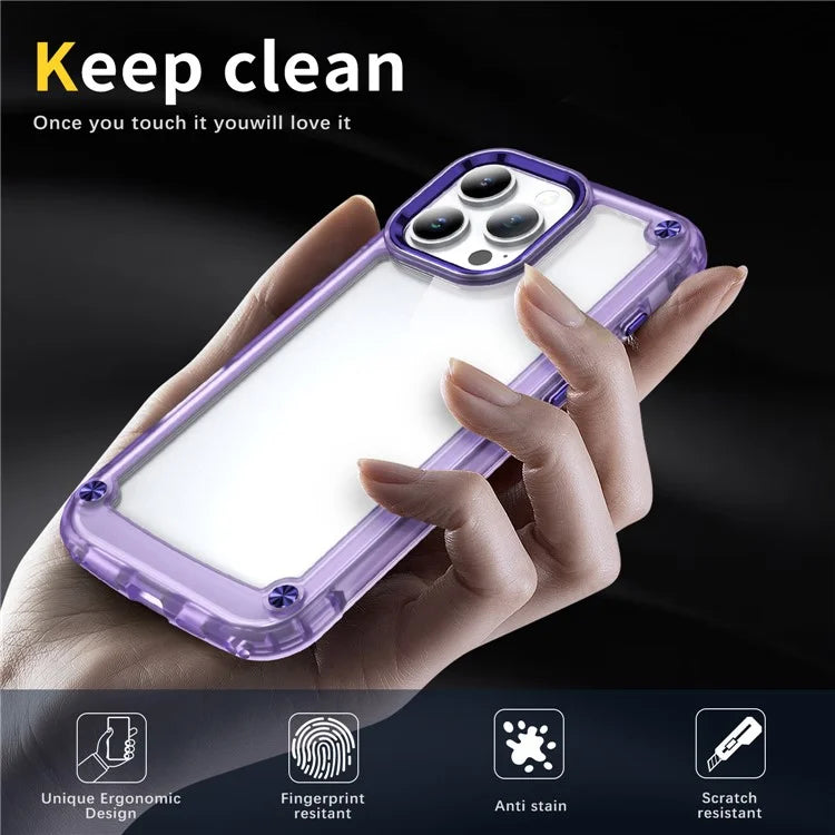 For iPhone 16 Pro Max Case Anti-Drop TPU Frame Clear PC Back Cover