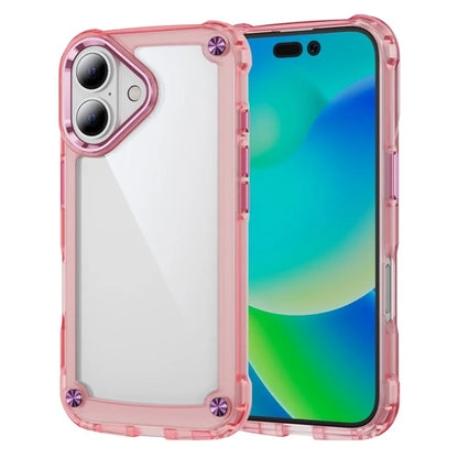 For iPhone 16 Plus Case Anti-Drop TPU Frame Clear PC Back Cover