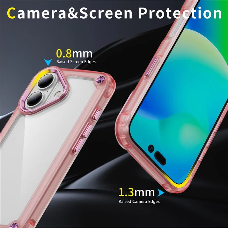 For iPhone 16 Plus Case Anti-Drop TPU Frame Clear PC Back Cover