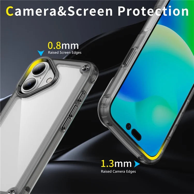 For iPhone 16 Plus Case Anti-Drop TPU Frame Clear PC Back Cover