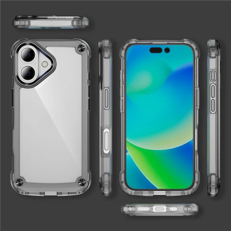 For iPhone 16 Plus Case Anti-Drop TPU Frame Clear PC Back Cover