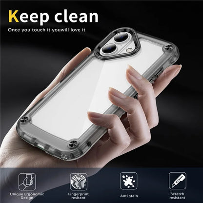 For iPhone 16 Plus Case Anti-Drop TPU Frame Clear PC Back Cover