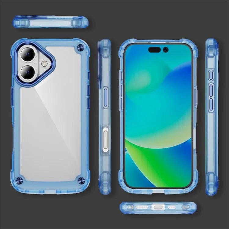 For iPhone 16 Plus Case Anti-Drop TPU Frame Clear PC Back Cover