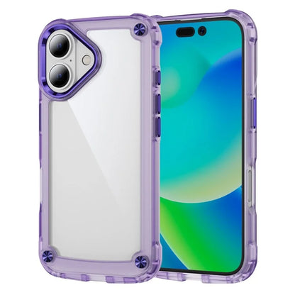 For iPhone 16 Plus Case Anti-Drop TPU Frame Clear PC Back Cover