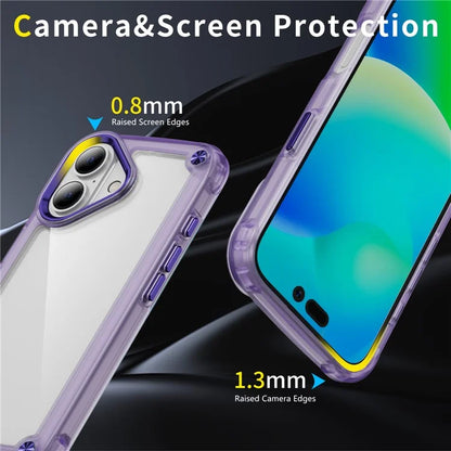 For iPhone 16 Plus Case Anti-Drop TPU Frame Clear PC Back Cover