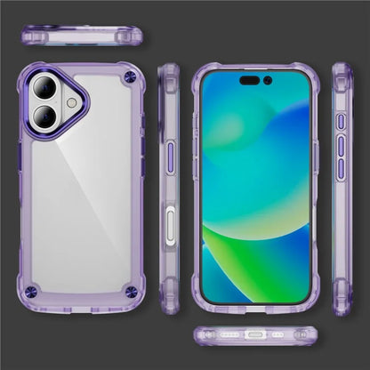 For iPhone 16 Plus Case Anti-Drop TPU Frame Clear PC Back Cover
