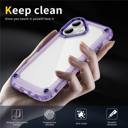 For iPhone 16 Plus Case Anti-Drop TPU Frame Clear PC Back Cover
