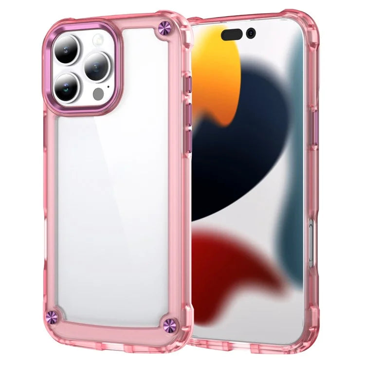 For iPhone 16 Pro Case Anti-Drop TPU Frame Clear PC Back Cover