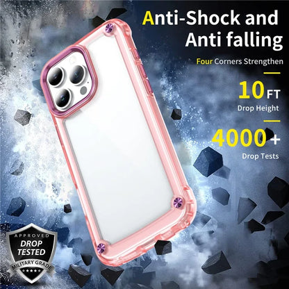 For iPhone 16 Pro Case Anti-Drop TPU Frame Clear PC Back Cover