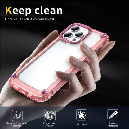 For iPhone 16 Pro Case Anti-Drop TPU Frame Clear PC Back Cover