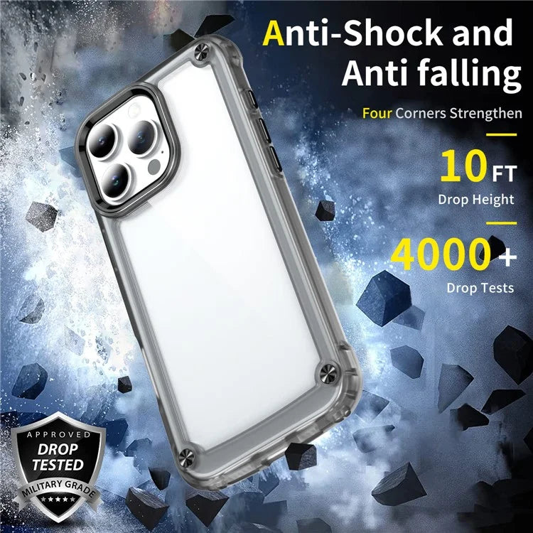 For iPhone 16 Pro Case Anti-Drop TPU Frame Clear PC Back Cover