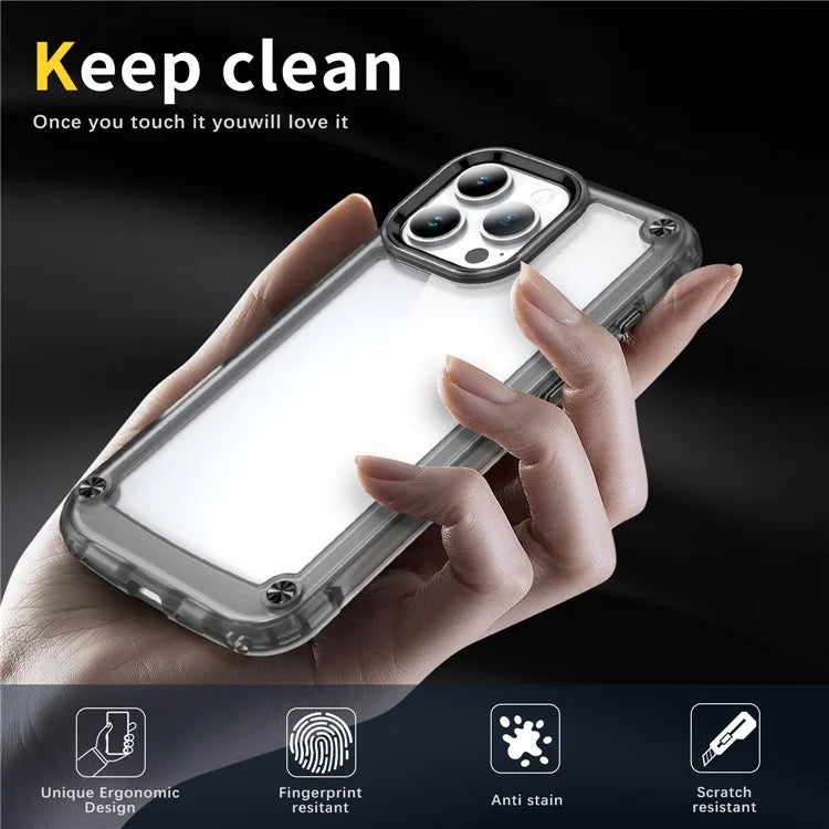 For iPhone 16 Pro Case Anti-Drop TPU Frame Clear PC Back Cover