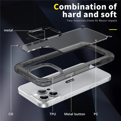 For iPhone 16 Pro Case Anti-Drop TPU Frame Clear PC Back Cover