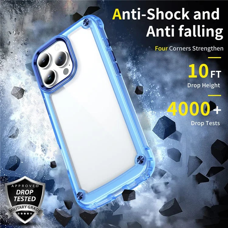 For iPhone 16 Pro Case Anti-Drop TPU Frame Clear PC Back Cover