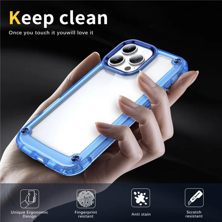 For iPhone 16 Pro Case Anti-Drop TPU Frame Clear PC Back Cover