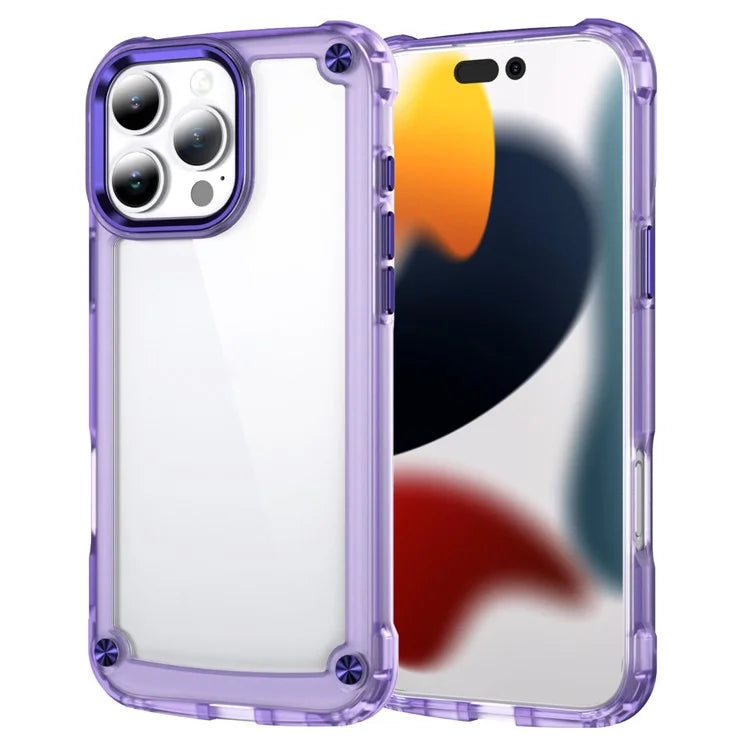 For iPhone 16 Pro Case Anti-Drop TPU Frame Clear PC Back Cover