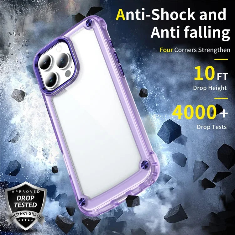 For iPhone 16 Pro Case Anti-Drop TPU Frame Clear PC Back Cover
