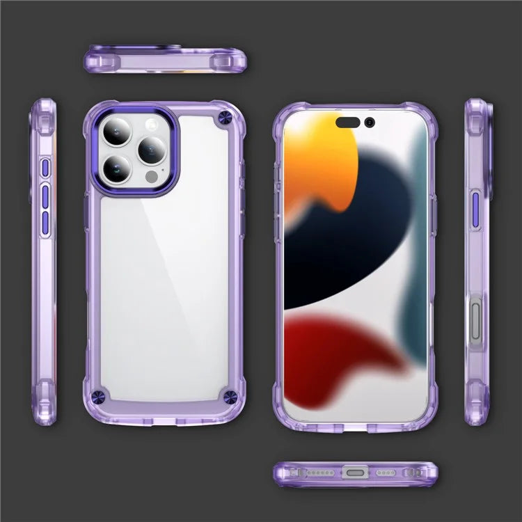For iPhone 16 Pro Case Anti-Drop TPU Frame Clear PC Back Cover