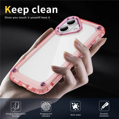 For iPhone 16 Case Anti-Drop TPU Frame Clear PC Back Cover