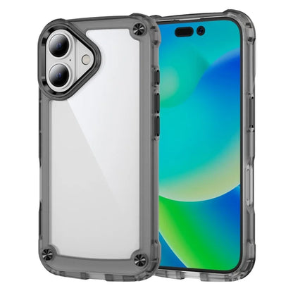 For iPhone 16 Case Anti-Drop TPU Frame Clear PC Back Cover
