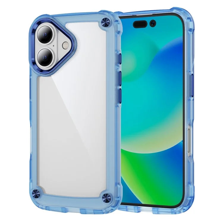 For iPhone 16 Case Anti-Drop TPU Frame Clear PC Back Cover