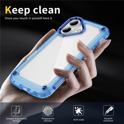 For iPhone 16 Case Anti-Drop TPU Frame Clear PC Back Cover