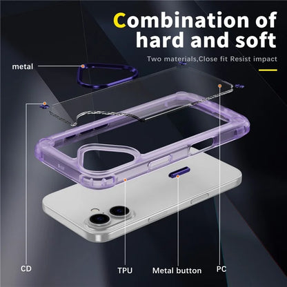 For iPhone 16 Case Anti-Drop TPU Frame Clear PC Back Cover
