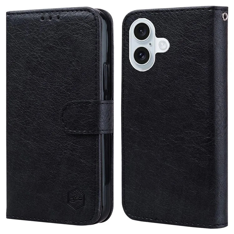 For iPhone 16 Plus Case Solid Color Leather Folding Stand Wallet Leather Phone Cover