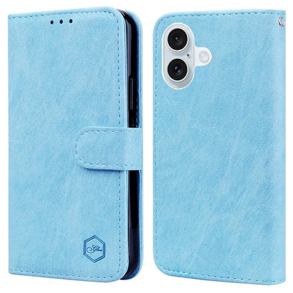 For iPhone 16 Plus Case Solid Color Leather Folding Stand Wallet Leather Phone Cover