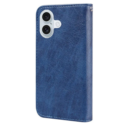 For iPhone 16 Plus Case Solid Color Leather Folding Stand Wallet Leather Phone Cover