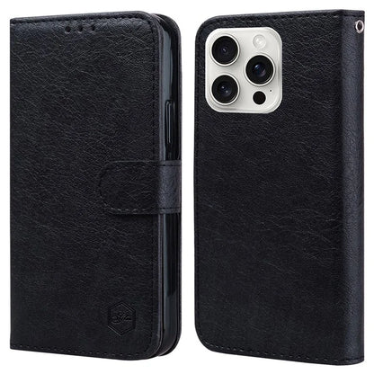 For iPhone 16 Pro Max Case Solid Color Leather Folding Stand Wallet Leather Phone Cover