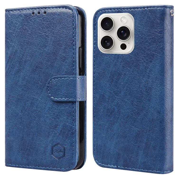 For iPhone 16 Pro Max Case Solid Color Leather Folding Stand Wallet Leather Phone Cover