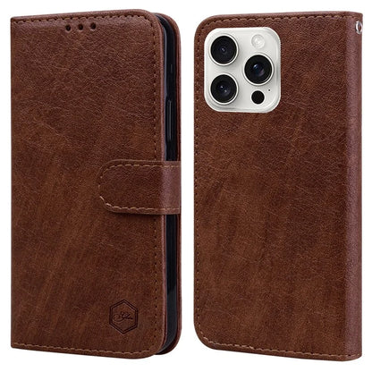 For iPhone 16 Pro Max Case Solid Color Leather Folding Stand Wallet Leather Phone Cover