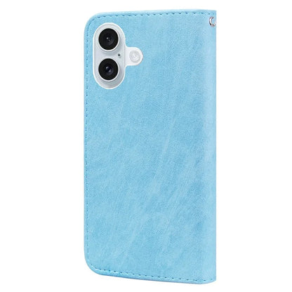 For iPhone 16 Case Solid Color Leather Folding Stand Wallet Leather Phone Cover
