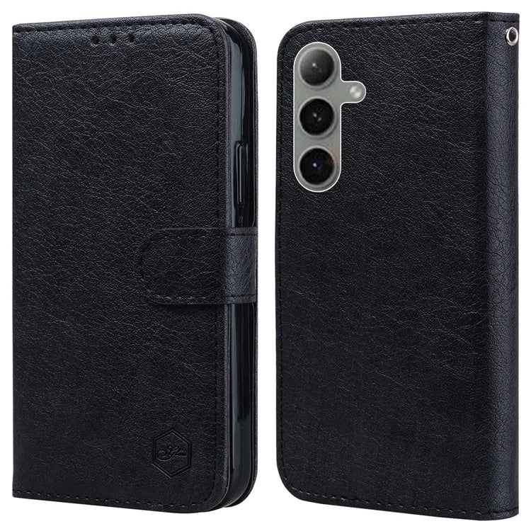 For Samsung Galaxy S24 FE Case Solid Color Leather Folding Stand Wallet Leather Phone Cover
