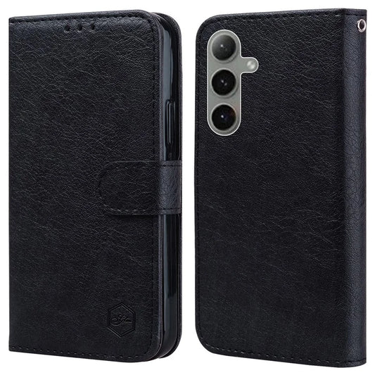 For Samsung Galaxy S24 FE Case Solid Color Leather Folding Stand Wallet Leather Phone Cover