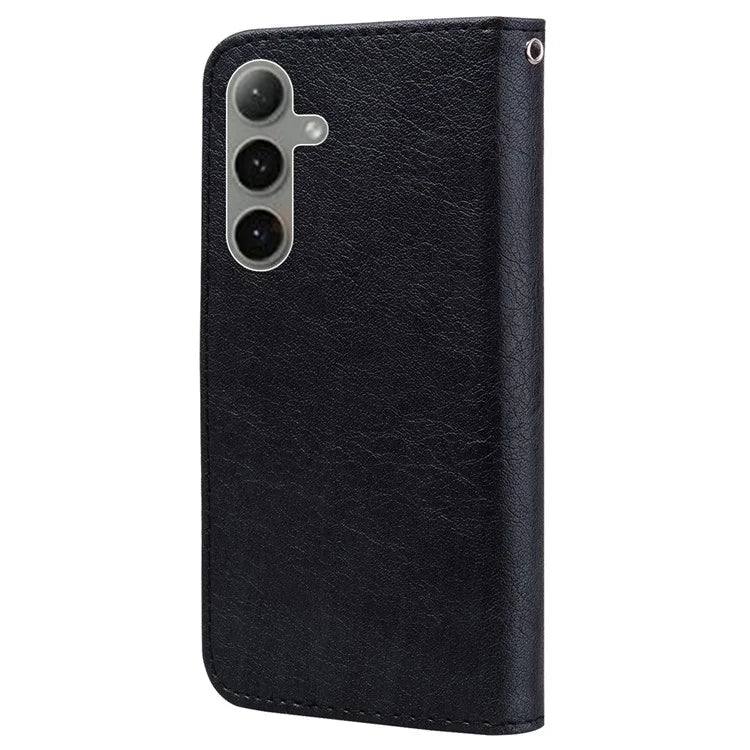 For Samsung Galaxy S24 FE Case Solid Color Leather Folding Stand Wallet Leather Phone Cover