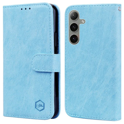 For Samsung Galaxy S24 FE Case Solid Color Leather Folding Stand Wallet Leather Phone Cover