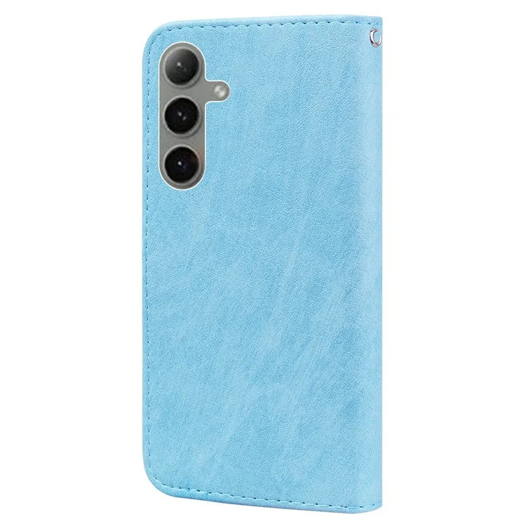 For Samsung Galaxy S24 FE Case Solid Color Leather Folding Stand Wallet Leather Phone Cover