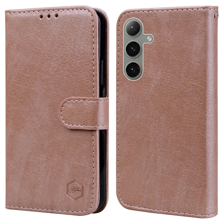For Samsung Galaxy S24 FE Case Solid Color Leather Folding Stand Wallet Leather Phone Cover