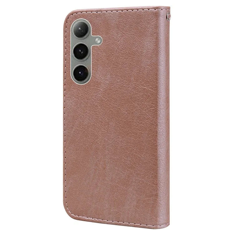 For Samsung Galaxy S24 FE Case Solid Color Leather Folding Stand Wallet Leather Phone Cover